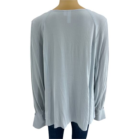 BP Brass Plum LARGE NWT Gray Top Blouse Long Split Sleeve V Neck - Picture 3 of 9